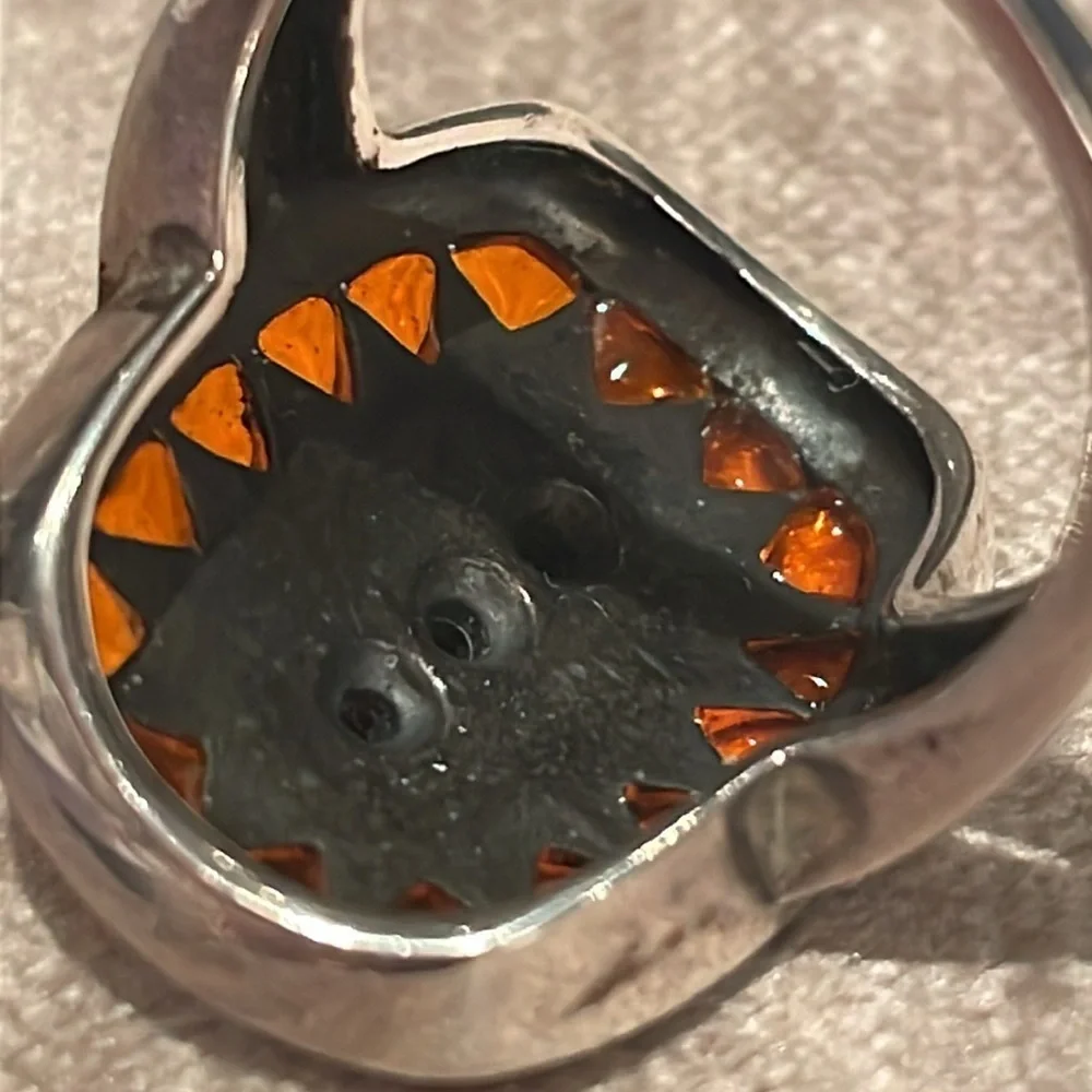 Stained Glass Style Sunburst Ring Sterling Silver 925 Size 8 - Picture 3 of 7